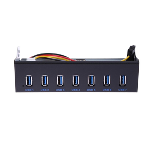 USB3.0 7口HUB光驱位面板5.25寸 8口双核芯机箱USB3.0前置面板光驱位扩展卡软驱位双19/20PIN转USB3.0转接线