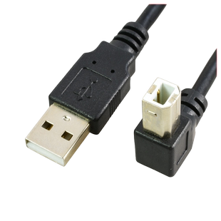 打印对拷线USB-B转USB-A方口直角L形90度电脑适用爱普生佳能兄弟USB2.0A公对B公（Type B/BM）90°弯头数据线