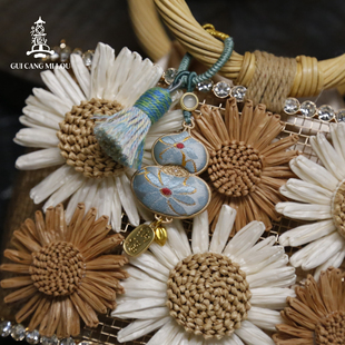 夏日新品太阳花手工宋锦包挂件海边度假斜挎包配饰百搭母亲节礼物