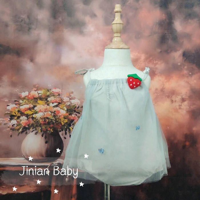 新款2020夏婴幼童露肩连体衣婴儿草莓纯棉哈衣吊带纱裙爬服韩版