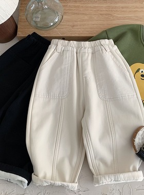 波拉bora韩国童装儿童休闲裤冬装加绒2025裤子男童女童冬装直