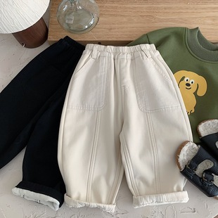 波拉bora韩国童装儿童休闲裤冬装加绒2025裤子男童女童冬装直