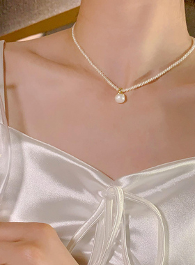 韩版轻奢甜美日常百搭珍珠项链优雅气质淡水珍珠网红同款时尚首饰