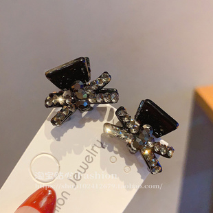 韩版小巧蝴蝶结迷你刘海抓夹女水晶侧边夹2025新款高端碎发夹头饰