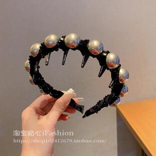 2025韩国新款发箍珍珠水钻防滑带齿甜美发卡简约高级感温柔风发饰