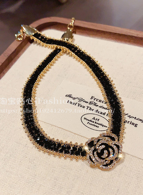 锁骨链女轻奢小众高级感山茶花