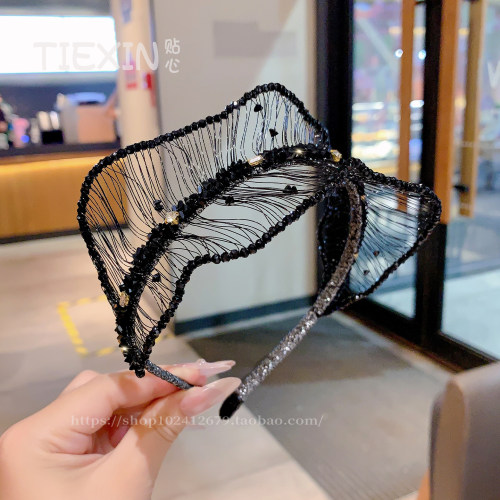 韩系轻奢爆闪水晶串珠重工发箍