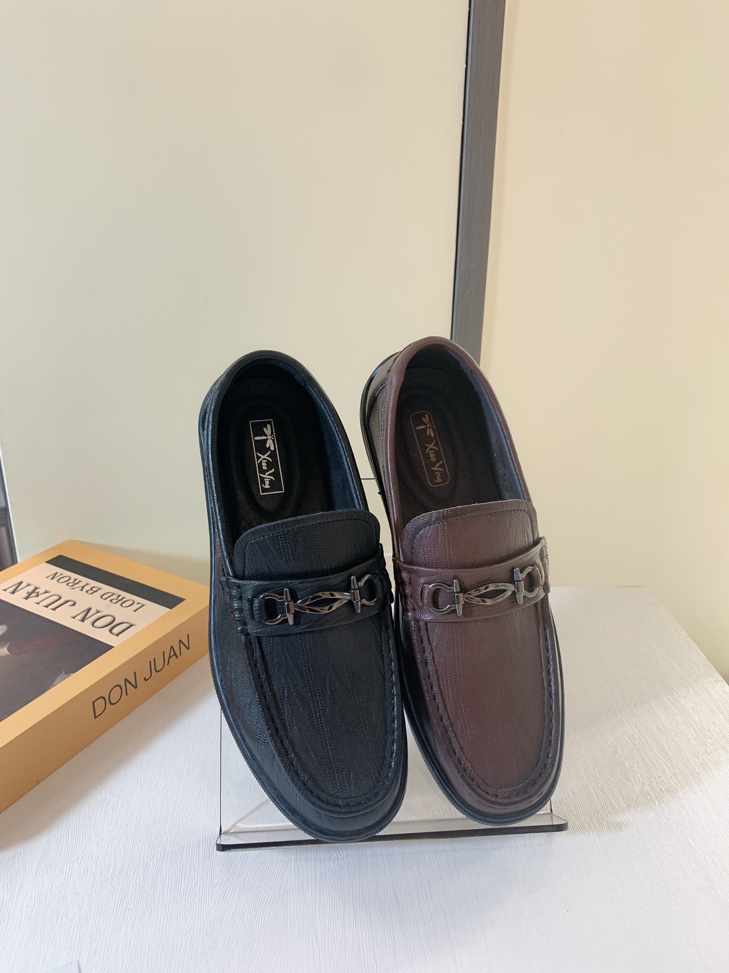 意红男鞋2025新款真皮商务正装男士一脚蹬皮鞋男式豆豆鞋43023