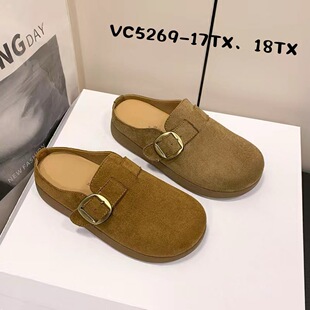 2026春季 外穿防滑软底复古包头半拖鞋 休闲穆勒博肯鞋 5269 新款