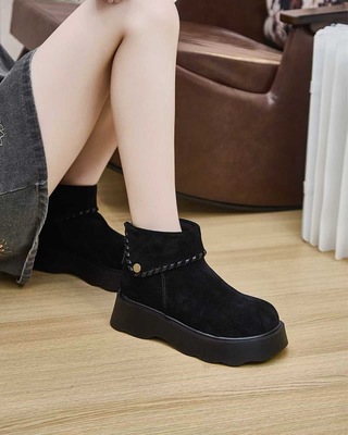 品牌女鞋2025真皮厚底增高马丁靴女英伦风切尔西短靴小个子45050