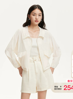 vq区绫致Vero Moda上衣女夏季新款轻薄纯色木耳边领口短外套