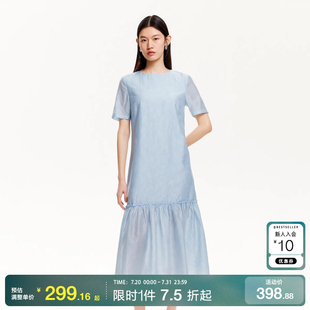 綾致Vero Moda連衣裙25春夏下擺拼接抽褶肌理感連衣裙優(yōu)雅