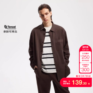 tq区绫致杰克琼斯秋冬男长袖 翻领含棉纯色贴袋开衩底摆上衣男 衬衫