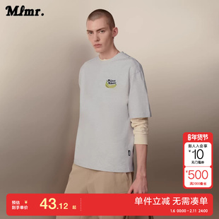 绫致MLMR夏季新款百搭简约风趣味印花宽松纯棉短袖T恤男女同款