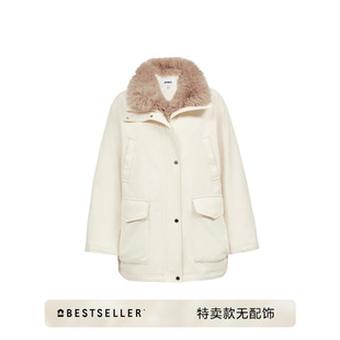 [特卖无配饰]绫致ONLY新款翻领工装派克羽绒服女无毛领