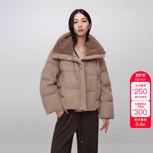 绫致ONLY冬季 90白鸭绒羊毛混纺面料宽松羽绒服女 新款