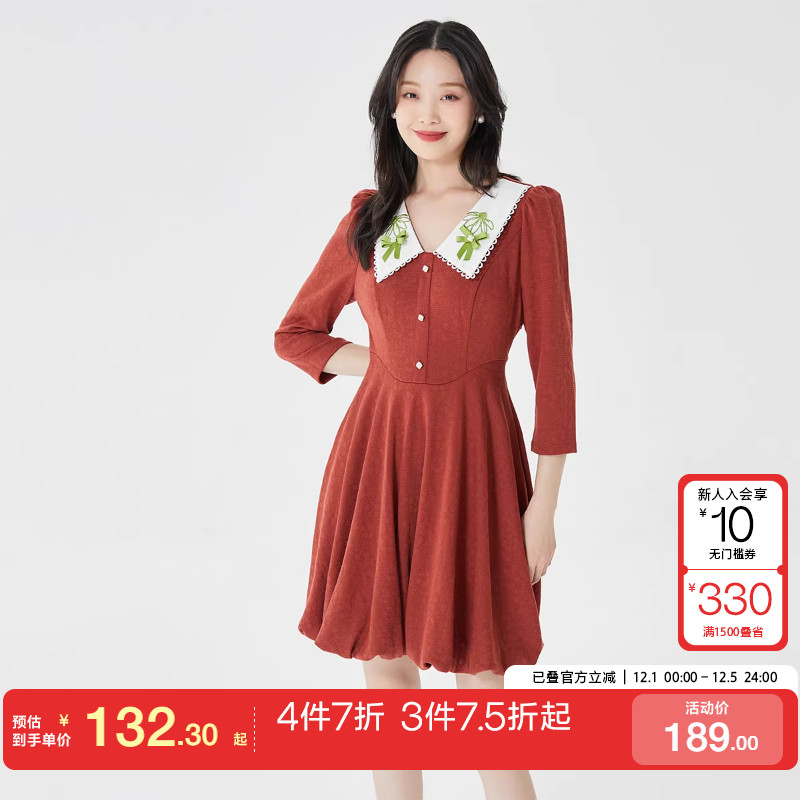 tq区绫致Vero Moda连衣裙25春夏法式甜美蝴蝶结泡泡袖收腰时尚潮