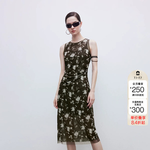 绫致ONLY夏季新款优雅气质印花显瘦无袖中长裙连衣裙女