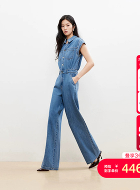 v区绫致Vero Moda牛仔裤女2026春新款背带小盖袖双侧口袋连体裤