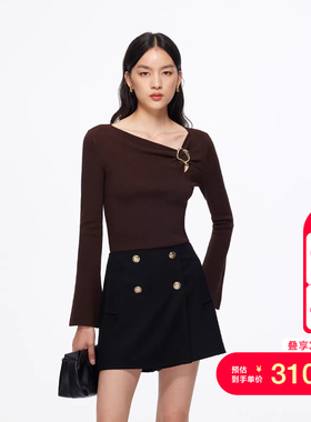 vq区绫致Vero Moda短裤25秋冬双排金属扣纯色显瘦裙裤时尚百搭