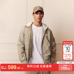 绫致杰克琼斯男棉服冬季 刺绣logo宽松连帽保暖外套 2025年时尚