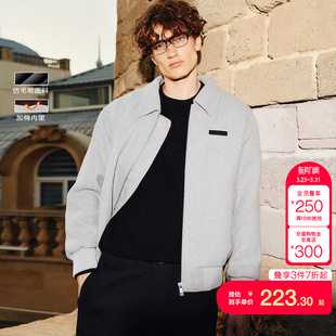 tq区绫致杰克琼斯秋冬棉服外套男仿毛呢保暖行政夹克宽松棉衣