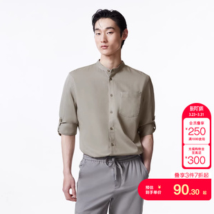 男装 tq区杰克琼斯春夏直筒立领七分袖 简约风牌男休闲衬衫