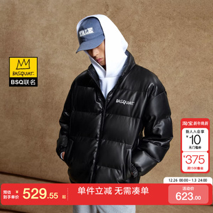 绫致杰克琼斯BSQ联名男棉服秋新款 刺绣宽松立领保暖外套上衣 时尚