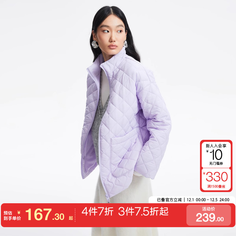 tq区绫致Vero Moda棉服24秋冬休闲舒适简约纯色外套女时尚