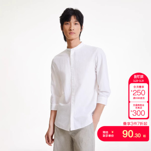 tq区杰克琼斯春夏日常纯色休闲清爽透气七分袖 男 衬衫