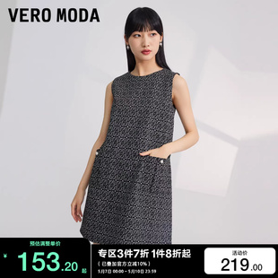 连衣裙女 短款 Moda2024春夏通勤OL字母简约直筒无袖 t区绫致Vero