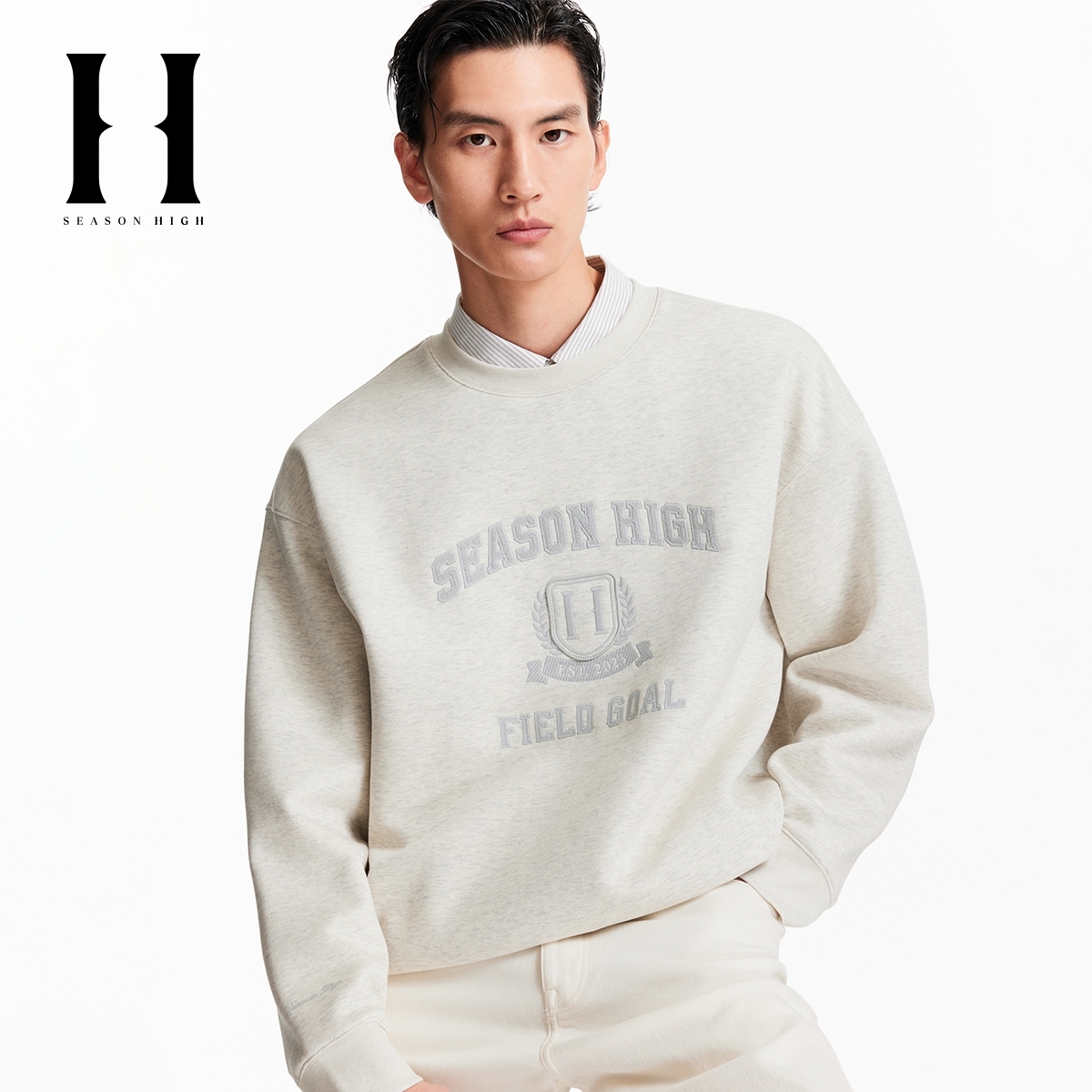 绫致SEASON HIGH男装秋季卫衣胸前字母刺绣时尚百搭设计感上衣