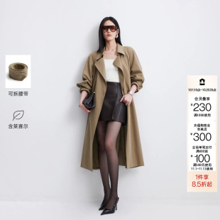 绫致Vero Moda2026秋冬新款风衣女含腰带后开叉落肩翻领长袖外套