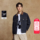 绫致杰克琼斯男装 百搭拼色尖领休闲 秋冬牛仔夹克外套高街时尚