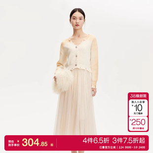 tq区绫致Vero Moda连衣裙女25春夏两件套仿水钻网纱百褶裙