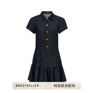 [特卖无配饰]Vero Moda连衣裙2026夏季新款收腰翻领短袖牛仔短裙