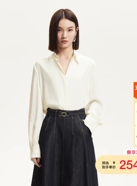 vq区绫致Vero Moda衬衫女夏季新款纯色百搭弧形下摆通勤上衣