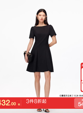 vq区绫致Vero Moda连衣裙25秋冬一字圆领简约A字收腰短裙大气优雅