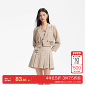 Moda西装 25春夏格纹短款 双排扣九分袖 t区Vero 甜酷学院风套装 女