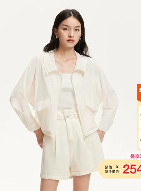 vq区绫致Vero Moda上衣女夏季新款轻薄纯色木耳边领口短外套