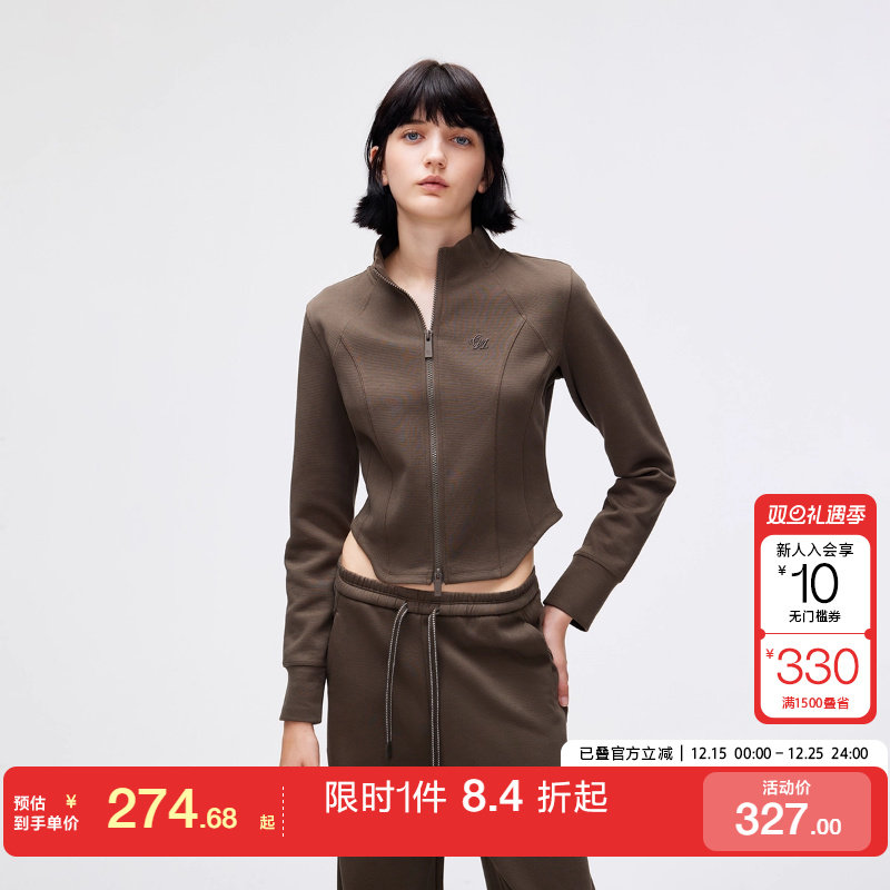 绫致ONLY2025秋季新款休闲立领拉链夹克收腰开衫卫衣女