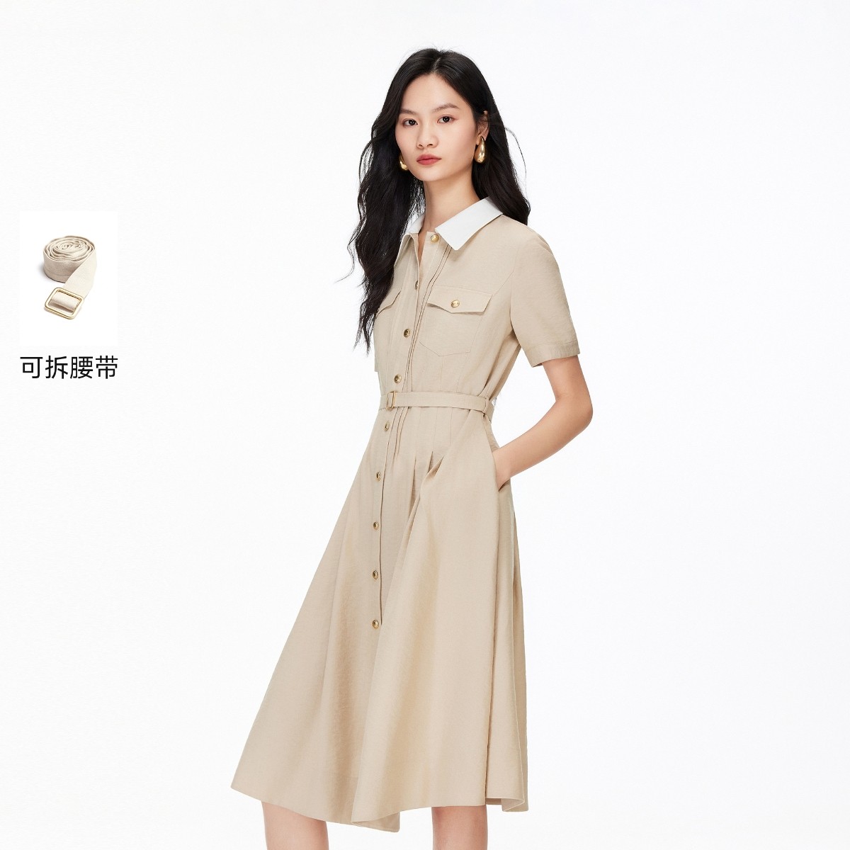 绫致Vero Moda连衣裙26春季新款撞色翻领腰带A摆高腰衬衫裙,女装/女士精品,连衣裙,淘宝优惠券,粉丝福利购,淘宝优惠卷