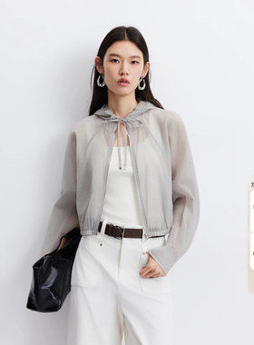 绫致Vero Moda短外套女26秋季新款蝙蝠袖落肩宽松连帽外套