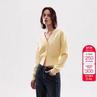 针织衫 开衫 女 显瘦宽螺纹下摆V领短款 绫致ONLY新款