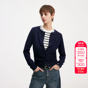 女 口叠穿软糯亲肤圆领两件套针织衫 绫致ONLY2026春季 撞色袖