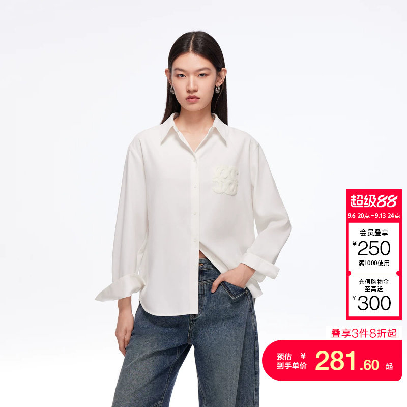 vq区绫致Vero Moda衬衫秋冬立体装饰翻领宽松百搭白衬衫通勤图片