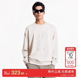 绫致杰克琼斯男秋卫衣NBA联名款圆领雄鹿队钢印款长袖上衣