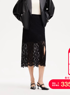 vq区绫致Vero Moda半身裙25春夏显瘦蕾丝镂空钩花法式半身裙气质