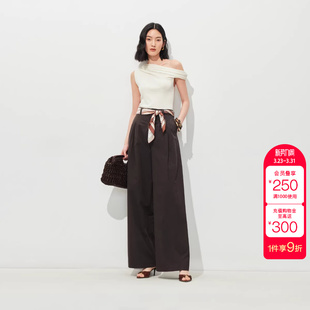 纯棉压褶宽松阔腿裤 绫致Vero 新款 女2026夏季 通勤百搭 Moda休闲裤