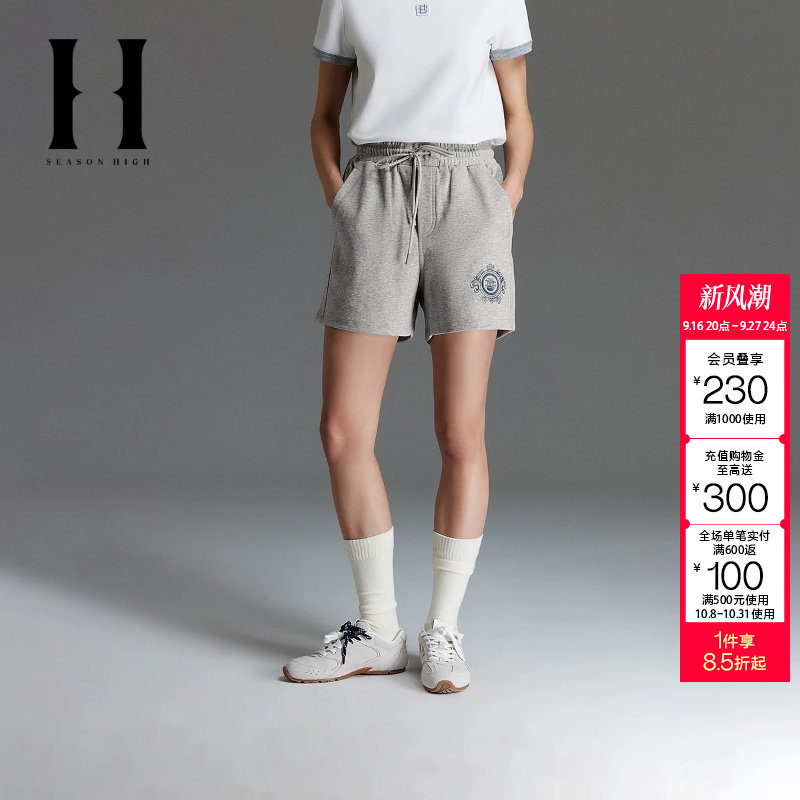 绫致SEASONHIGH x NFL联名酋长队女短裤松紧腰头刺绣休闲女裤										